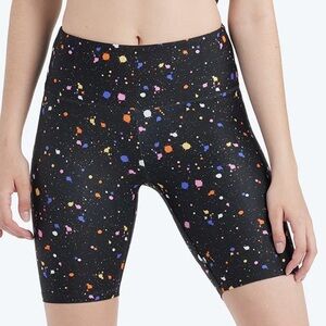 Summersalt Do-It-All High Rise Biker Shorts Paint Splatter in Sea Urchin, 6 NWT